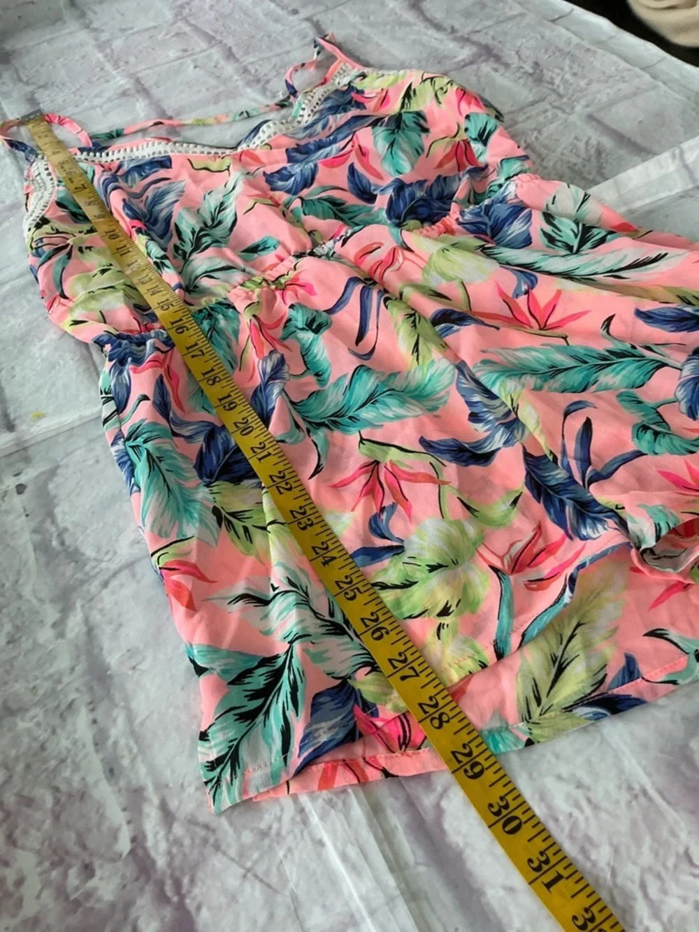 Girls' Tropical Print Pink One-Piece Romper